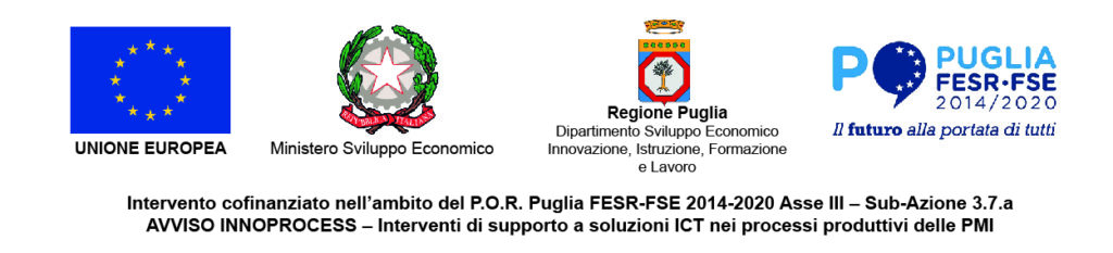 Intervento cofinanziato nell’ambito del P.O.R. Puglia FESR-FSE 2014-2020 Asse III – Sub-Azione 3.7.a – AVVISO INNOPROCESS